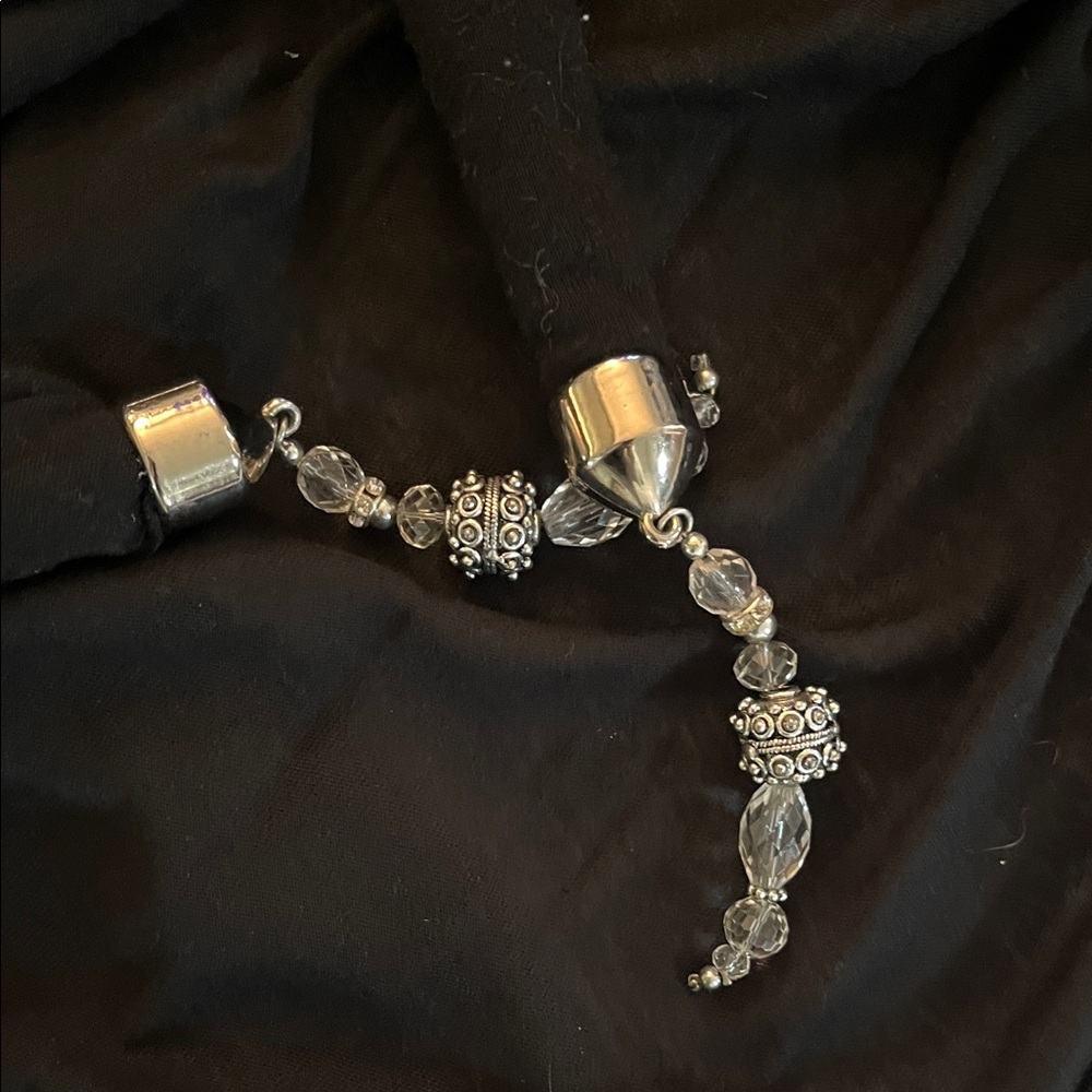 Elegant Black Scarf with Silver Accents